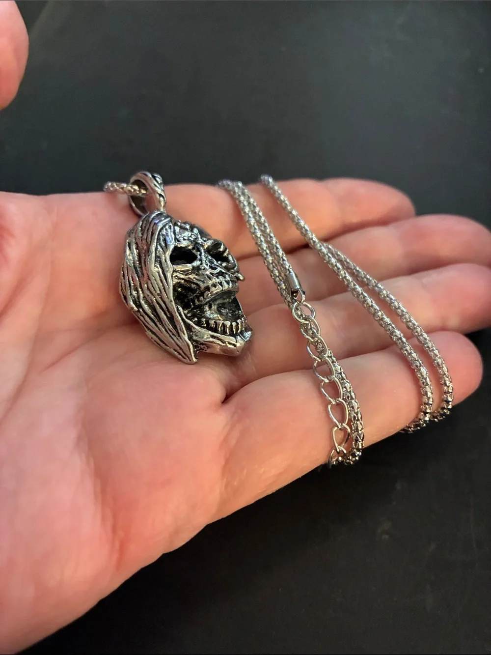 Men's Silver Skull Pendant Gothic Chain Jewelry